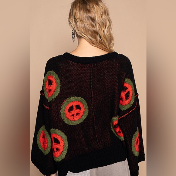 #071 Sale! POL 3 Left! Peace Sweater - Picture 5 of 6